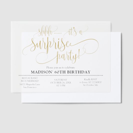 Invitations En Vélin Shhh Surprise fête d'anniversaire (Compenser)