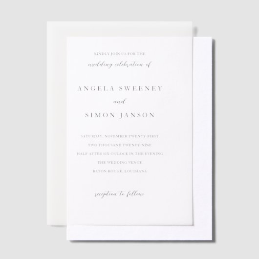 Invitations En Vélin Simon Simple Mariage élégant (Compenser)