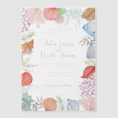 Invitations En Vélin Simple Beach Blue Ocean Seashell Mariage (Recto)