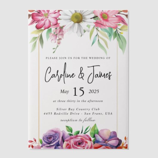 Invitations En Vélin Simple Black & White wedding Overlay Vellum Invit (Recto)