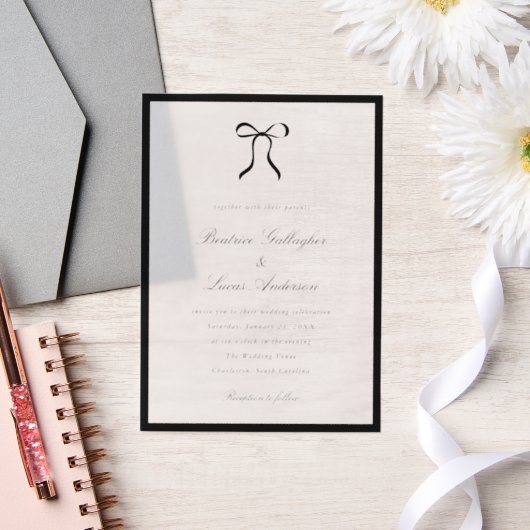 Invitations En Vélin Simple Bow Classic Wedding (Mariage)