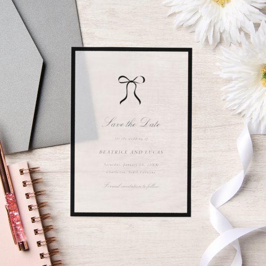 Invitations En Vélin Simple Bow Classic Wedding Save the Date (Mariage)