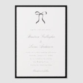 Invitations En Vélin Simple Bow Mariage Classique (Recto)
