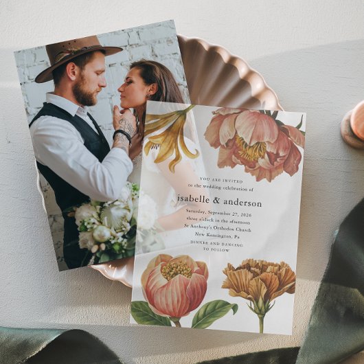 Invitations En Vélin Simple Chic Rustique Mariage Floral