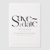 Invitations En Vélin Simple Classique Noir Enregistrer La Date Mariage (Recto)
