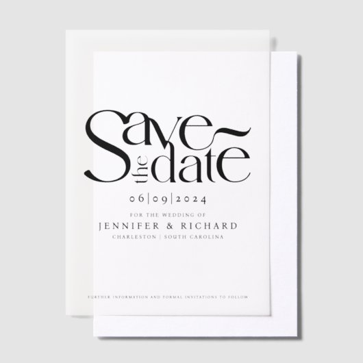 Invitations En Vélin Simple Classique Noir Enregistrer La Date Mariage  (Compenser)