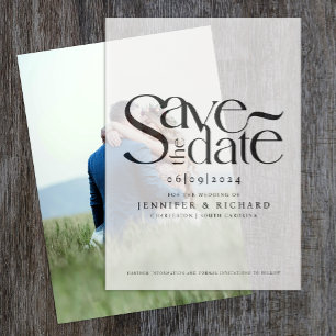 Invitations En Vélin Simple Classique Noir Enregistrer La Date Mariage 