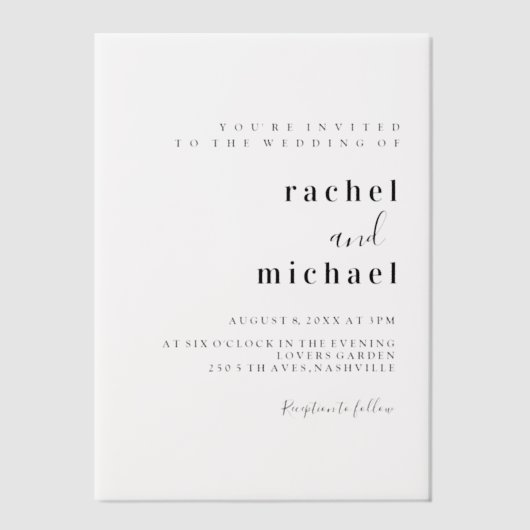 Invitations En Vélin Simple, élégant, Mariage, (Recto)