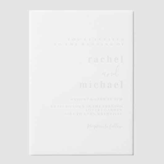 Invitations En Vélin Simple, élégant, Mariage, (Recto)