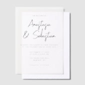 Invitations En Vélin Simple Élégant Mariage Photo Noir & Blanc Script (Compenser)