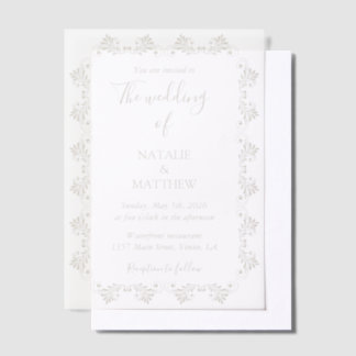 Invitations En Vélin Simple Élégant Minimaliste Ornement de Damas Maria