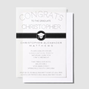 Invitations En Vélin Simple lumière brillante Black Cool Graduation Par