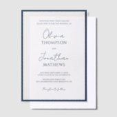 Invitations En Vélin Simple Mariage Superposition De Script De Bordure  (Compenser)