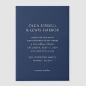 Invitations En Vélin Simple marine et crème Mariage moderne (Recto)
