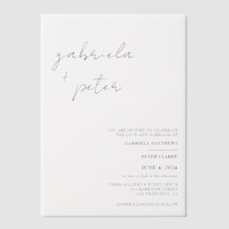 Invitations En Vélin Simple minimaliste noir et blanc Mariage moderne