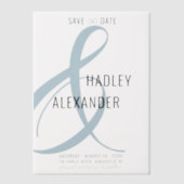 Invitations En Vélin Simple moderne BLUE Overlay Wedding Enregistrer la (Recto)