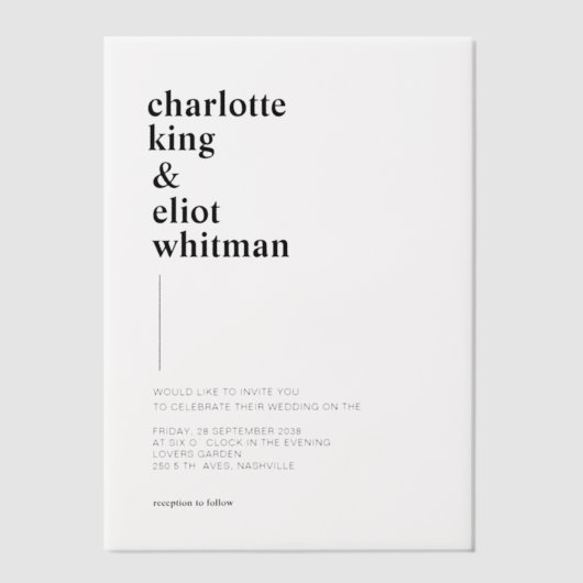 Invitations En Vélin Simple, moderne, Mariage, (Recto)