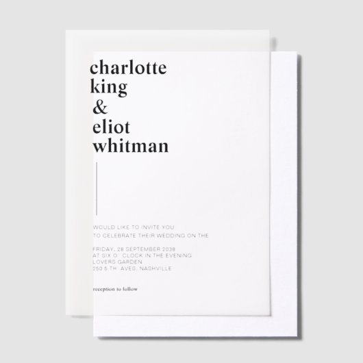 Invitations En Vélin Simple, moderne, Mariage, (Compenser)