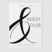 Invitations En Vélin Simple moderne NOIR superposition mariage Enregist (Recto)