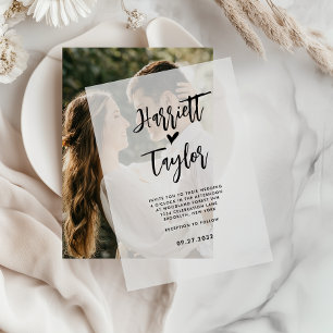 Invitations En Vélin Simple romantique Lovely Heart Mariage