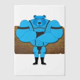 Invitations En Vélin SlipperyJoe's musculaire bleu ours dessin animé st
