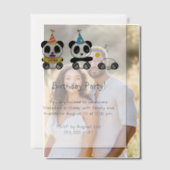 Invitations En Vélin Soirée d'anniversaire de Cute Pandas (Décalage (Couple))