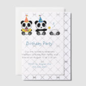 Invitations En Vélin Soirée d'anniversaire de Cute Pandas (Décalage (Invitation))