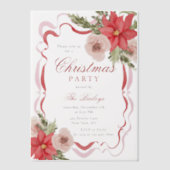 Invitations En Vélin Soirée de Noël Florale Coquette (Recto)