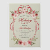 Invitations En Vélin Soirée de Noël Florale Coquette (Recto)