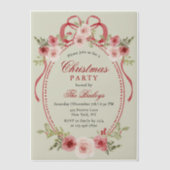 Invitations En Vélin Soirée de Noël Florale Coquette (Recto)