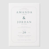 Invitations En Vélin Sophisticated Teal Geometric Border (Recto)