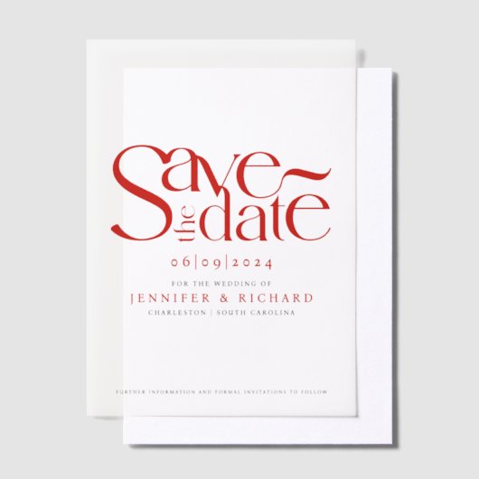 Invitations En Vélin Style Classique Rouge Noir Enregistrer Le Mariage (Compenser)