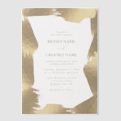 Invitations En Vélin Superposition de Mariage frontalier Faux Gold tran (Recto)