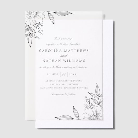 Invitations En Vélin Superposition Mariage simple et élégante des coins (Compenser)