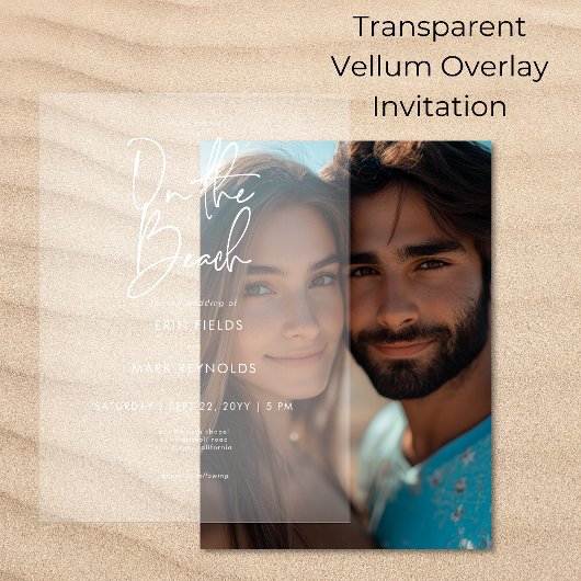 Invitations En Vélin Sur la plage Vellum Overlay Mariage