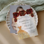 Invitations En Vélin Sweet 16 roses rouges robe parties scintillant rob<br><div class="desc">Pour un Sweet élégant 16. Décoré de roses rouges,  de mousseux dorés et d'une robe dorée. Personnalisez et ajoutez votre nom et les détails de votre fête. Pour l'arrière - plan photo s'il vous plaît vérifier la collection (les arrière - plans photo sont vendus séparément)</div>
