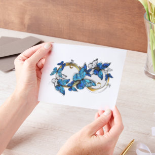 Invitations En Vélin Symbole infini de papillons Morpho bleus