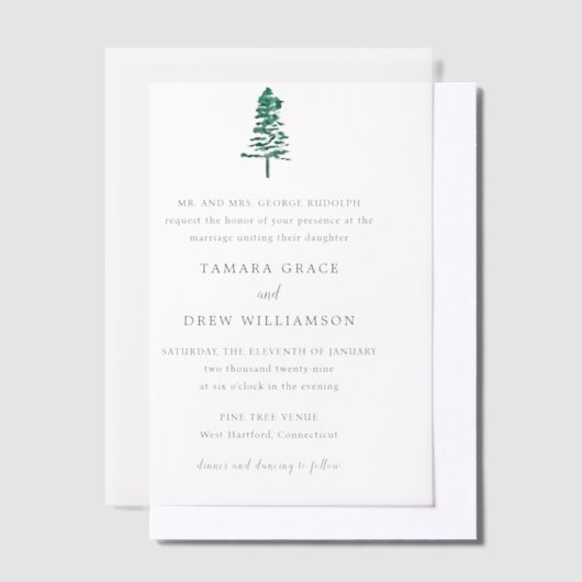 Invitations En Vélin Tamara Pine Tree Mariage moderne (Compenser)