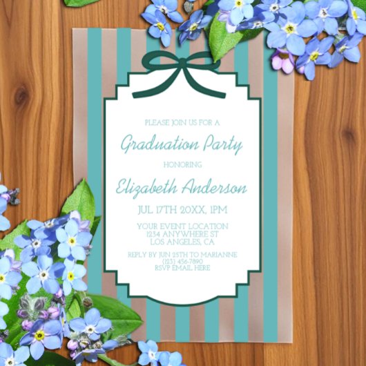 Invitations En Vélin Teal Green Graduation
