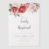 Invitations En Vélin Terracotta Burgundy Blush Floral Wedding (Recto)
