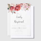 Invitations En Vélin Terracotta Burgundy Blush Floral Wedding (Compenser)
