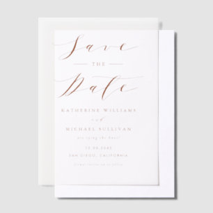 Invitations En Vélin Terracotta Minimaliste Script Mariage Enregistrer