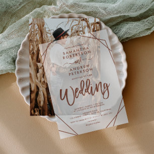 Invitations En Vélin Terrarium Mariage moderne Boho en terre cuite