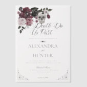 Invitations En Vélin Til Death Aquarelle Crâne Rose Mariage gothique (Recto)