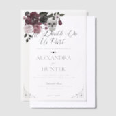 Invitations En Vélin Til Death Aquarelle Crâne Rose Mariage gothique (Compenser)