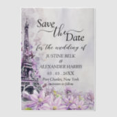 Invitations En Vélin Tour Eiffel Lavender Romance Enregistrer la date (Recto)