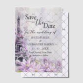 Invitations En Vélin Tour Eiffel Lavender Romance Enregistrer la date (Décalage (Invitation))
