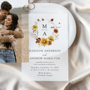 Invitations En Vélin Tournesols Rustiques et Fleurs Sauvages Mariage Mo