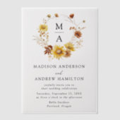 Invitations En Vélin Tournesols rustiques et Mariage de monogramme Fleu (Recto)