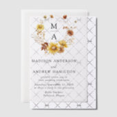 Invitations En Vélin Tournesols rustiques et Mariage de monogramme Fleu (Décalage (Invitation))